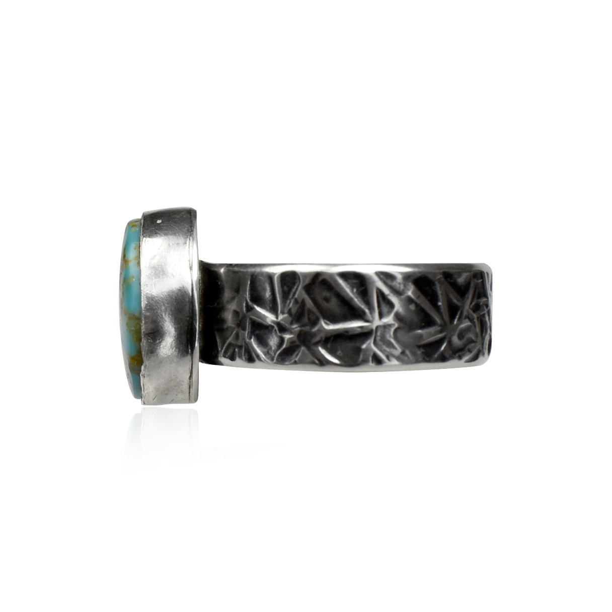 Kingman  Oval Ring with Hand-Stamped Band