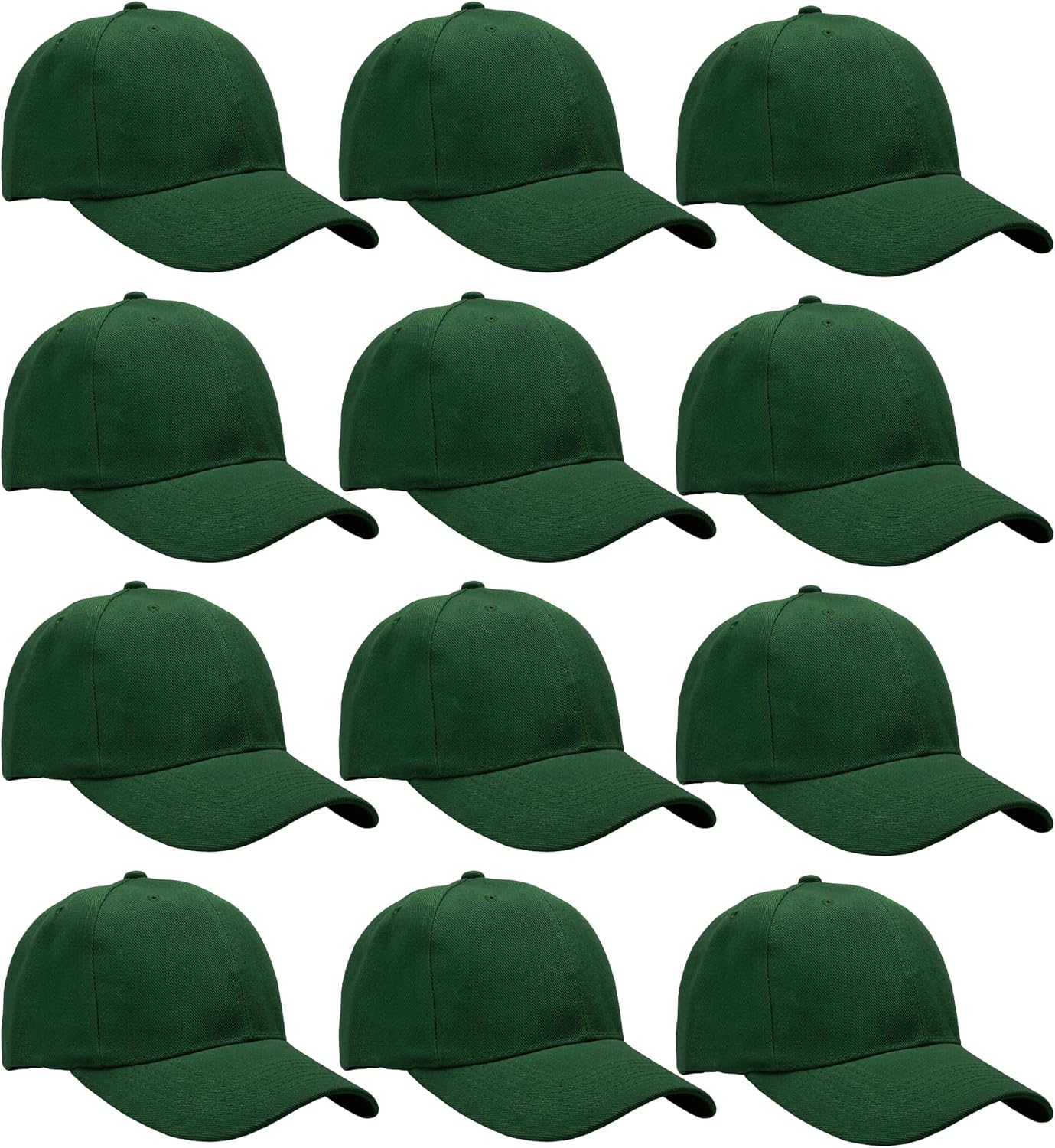 Falari Wholesale Bulk Lot 12-Pack Baseball Cap Adjustable Size Plain Blank Solid Color