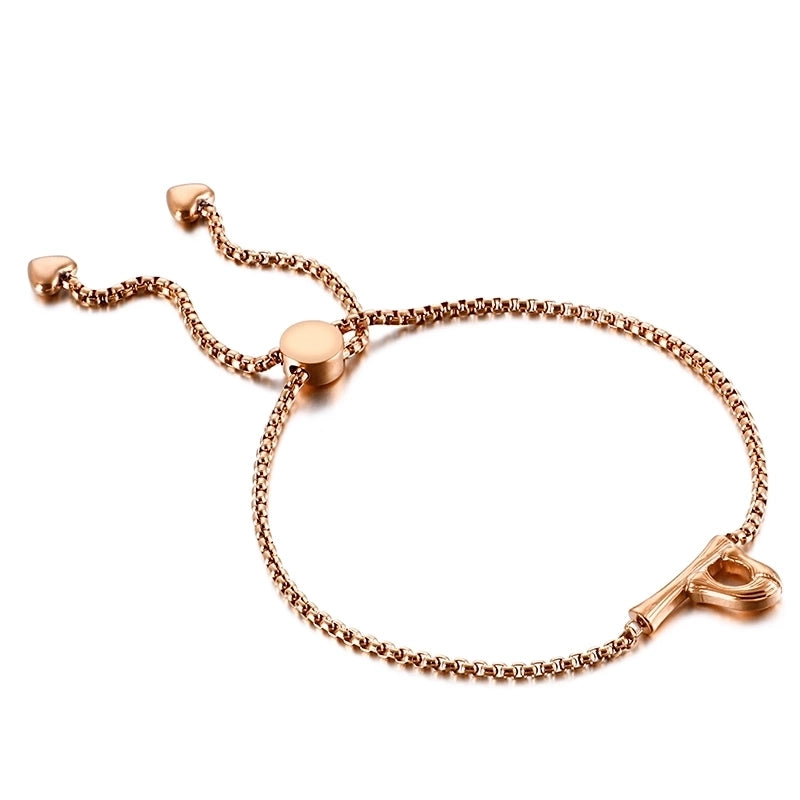 Casual Minimalist Letter Heart Shape Stainless Steel 18K Gold Plated Bracelets In Bulk