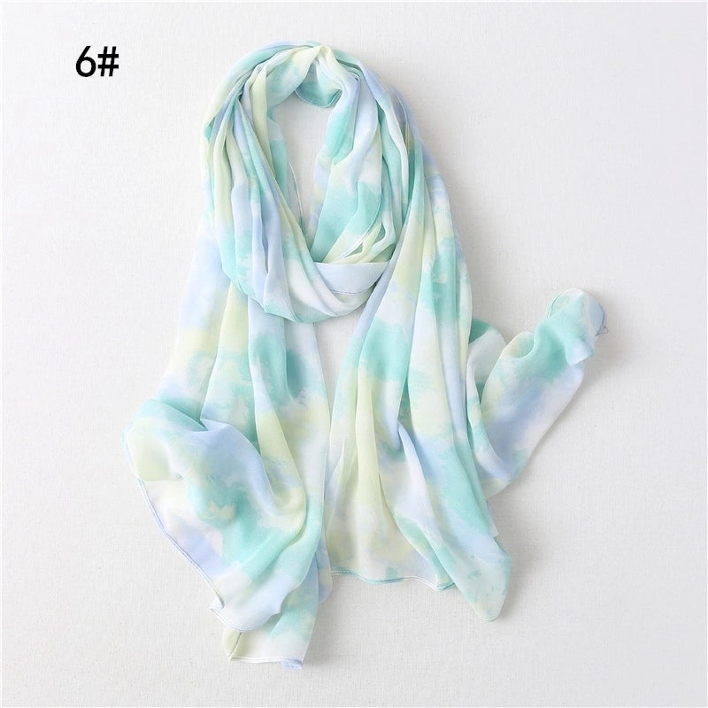 Women's Minimalist Tie Dye Chiffon Scarf