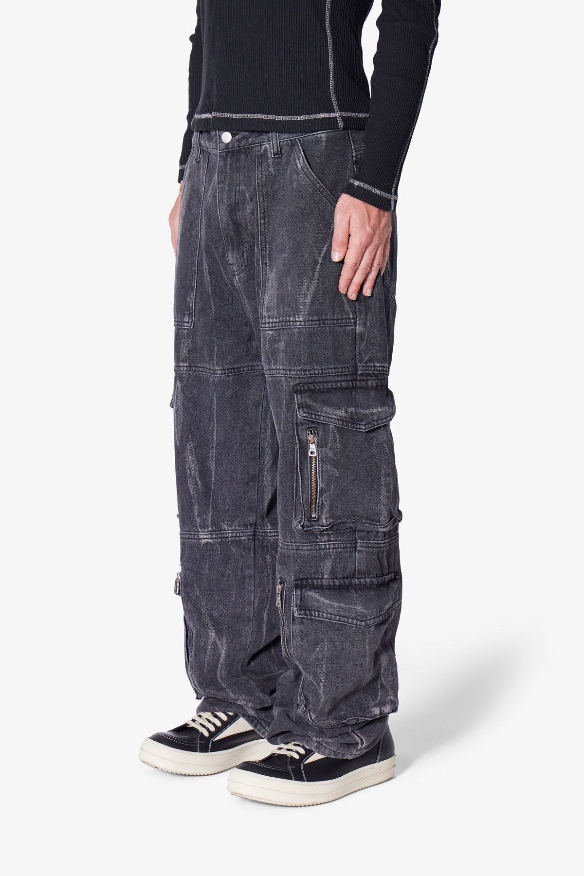 Ultra Baggy Asphalt Cargo Denim - Washed Black