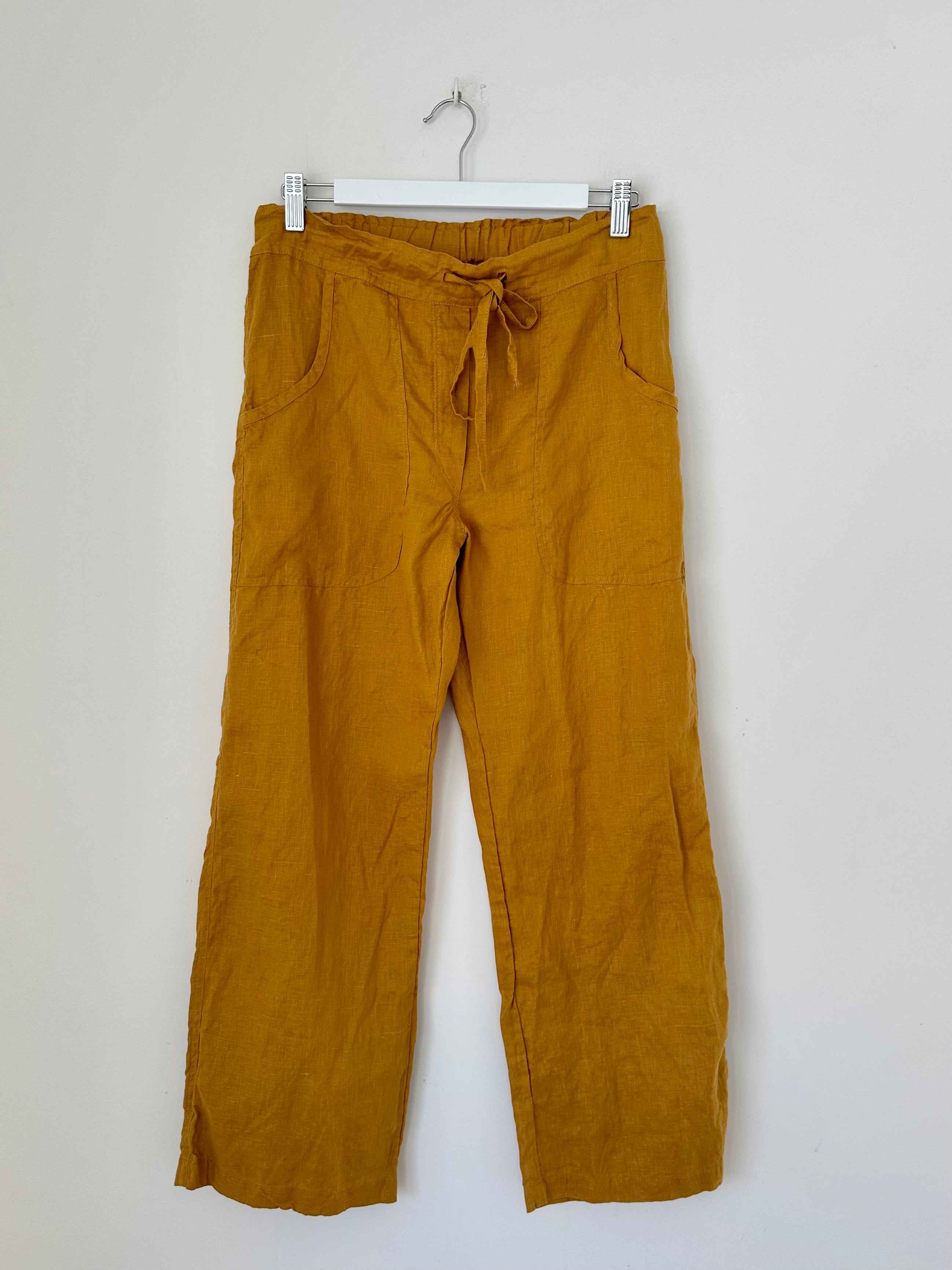 fleur straight leg pants - turmeric linen