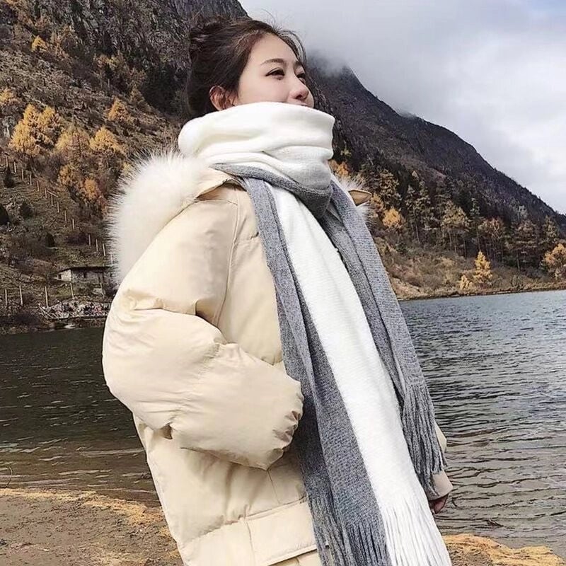Scarf Women's Winter Versatile Cute Student Thickened Wool Warm Internet Celebrity Scarf Men
