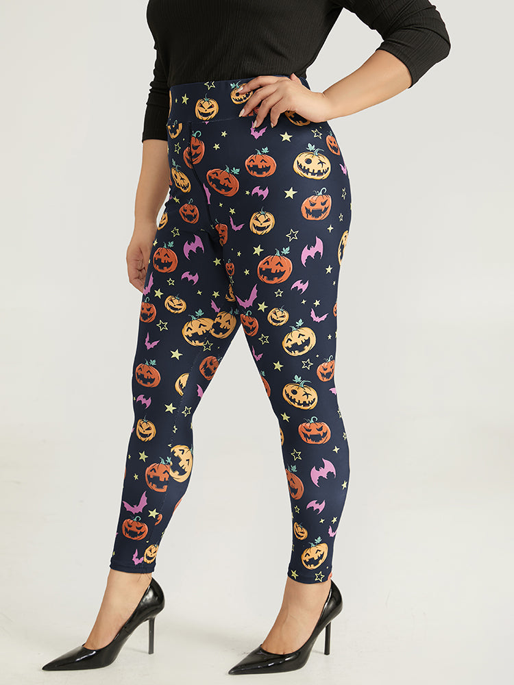 Halloween Graphic Wideband Waist Leggings