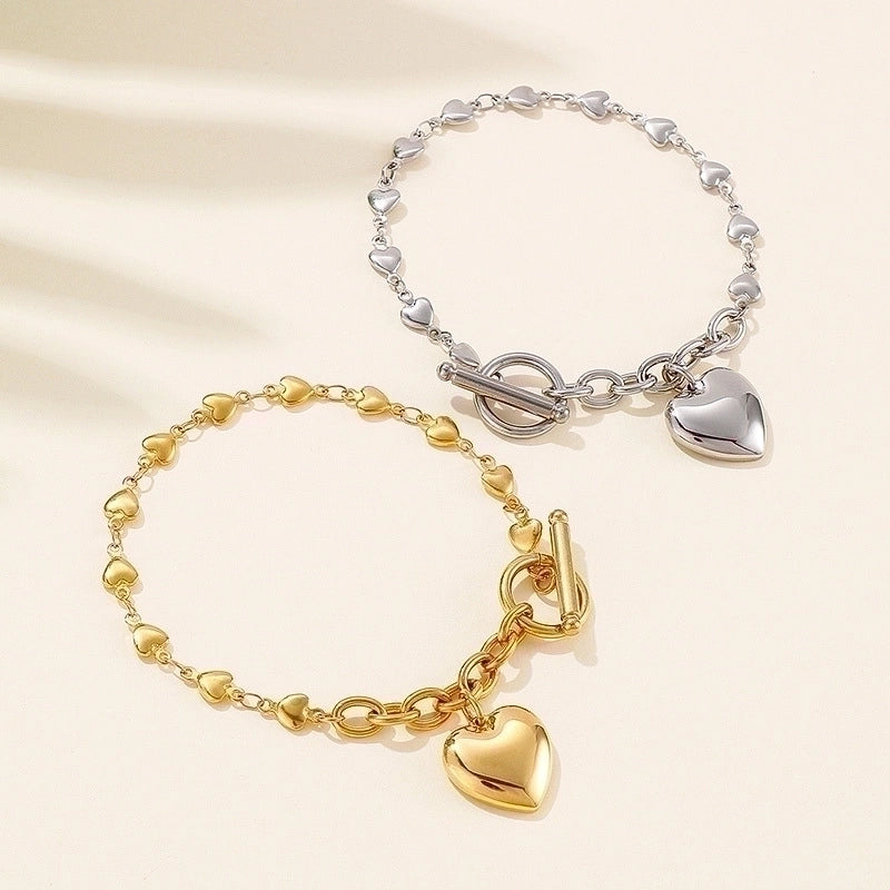 Titanium Steel 18K Gold Plated Fashion Heart