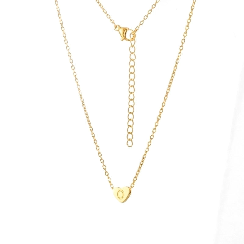 Stainless Steel Titanium Steel 18K Gold Plated Minimalist Letter Heart Shape None Pendant Necklace