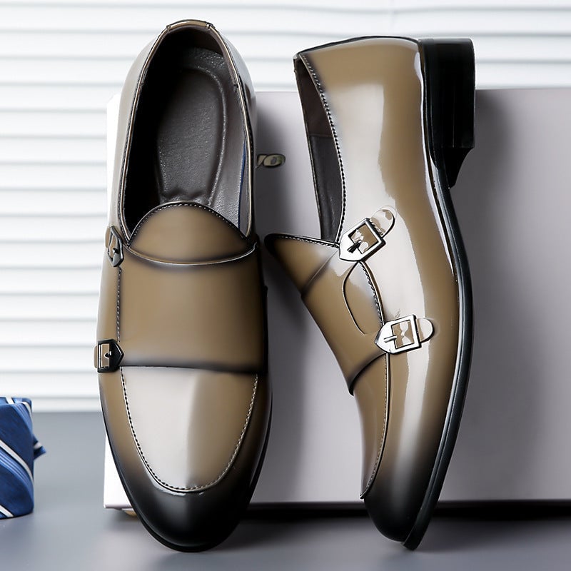 Men's Leather Pointed Glossy Munch Light Luxury Shoes