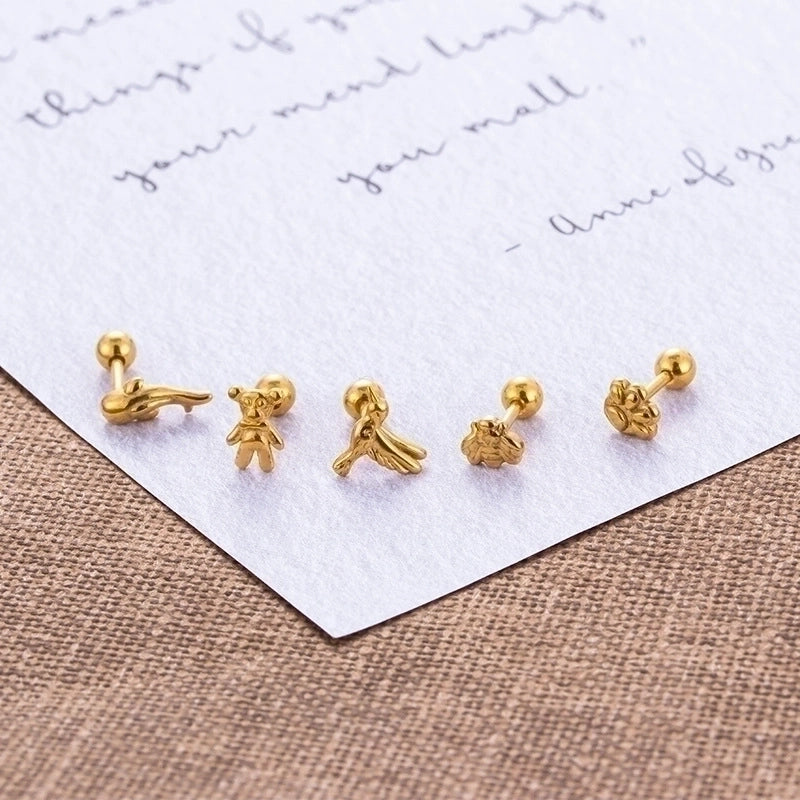 1 Piece Ear Cartilage Rings & Studs Fashion Bear 316L Stainless Steel  Plating