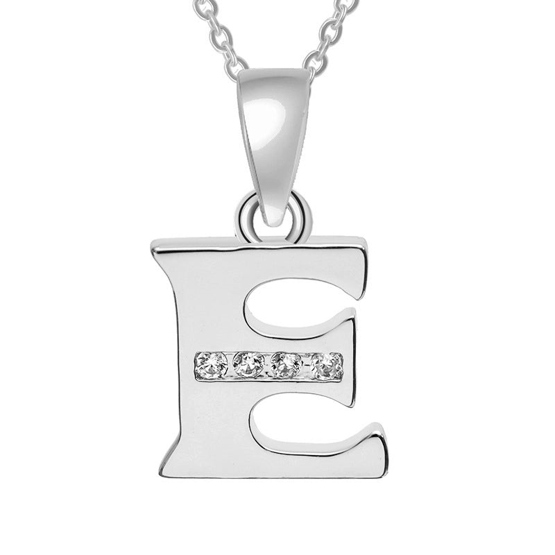 Minimalist Letter Copper Plating Inlay Zircon Pendant Necklace