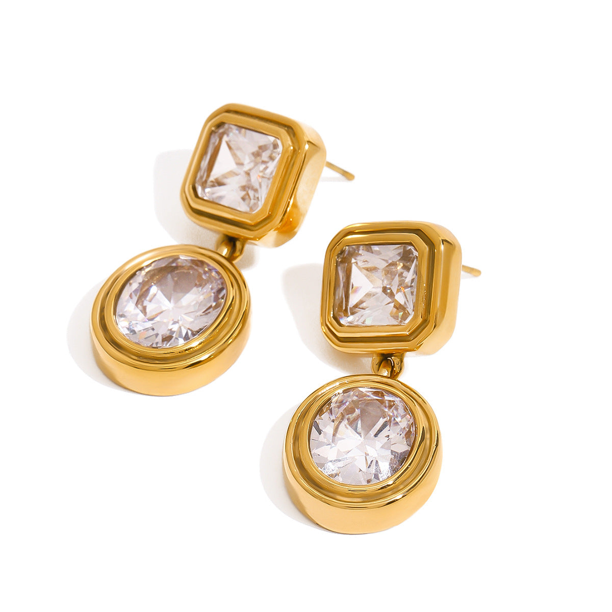 Stainless Steel White Zircon Earrings Titanium Steel Earrings