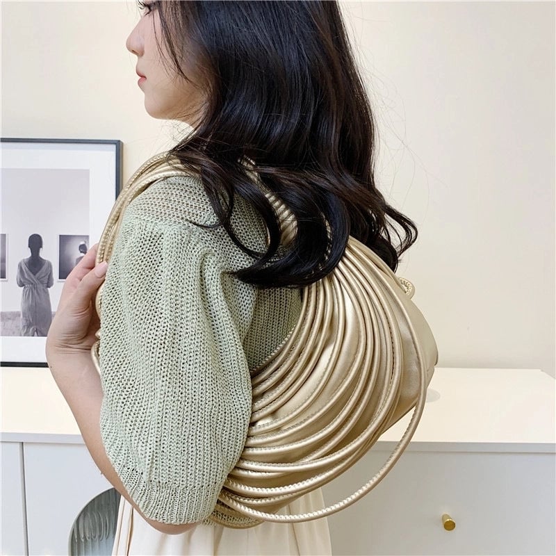 Women's Small Pu Leather Solid Color Streetwear Knot Thread Bundle Weaving Dumpling Shape Zipper Crossbody Bag
