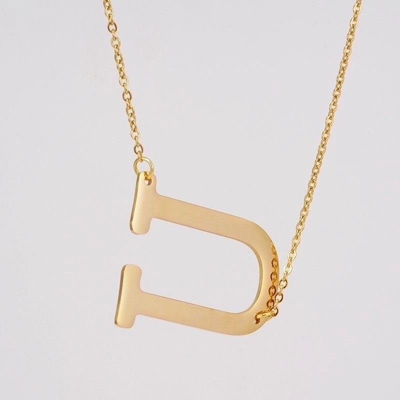Fashion Letter 304 Stainless Steel 18K Gold Plated Plating Stainless Steel Necklaces