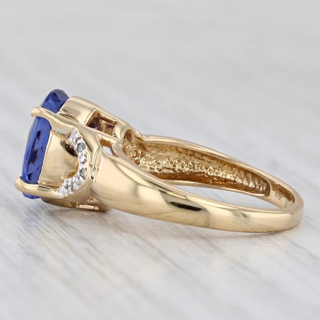 3.22ct Oval Tanzanite Diamond Ring 18k Yellow Gold Size 6.75