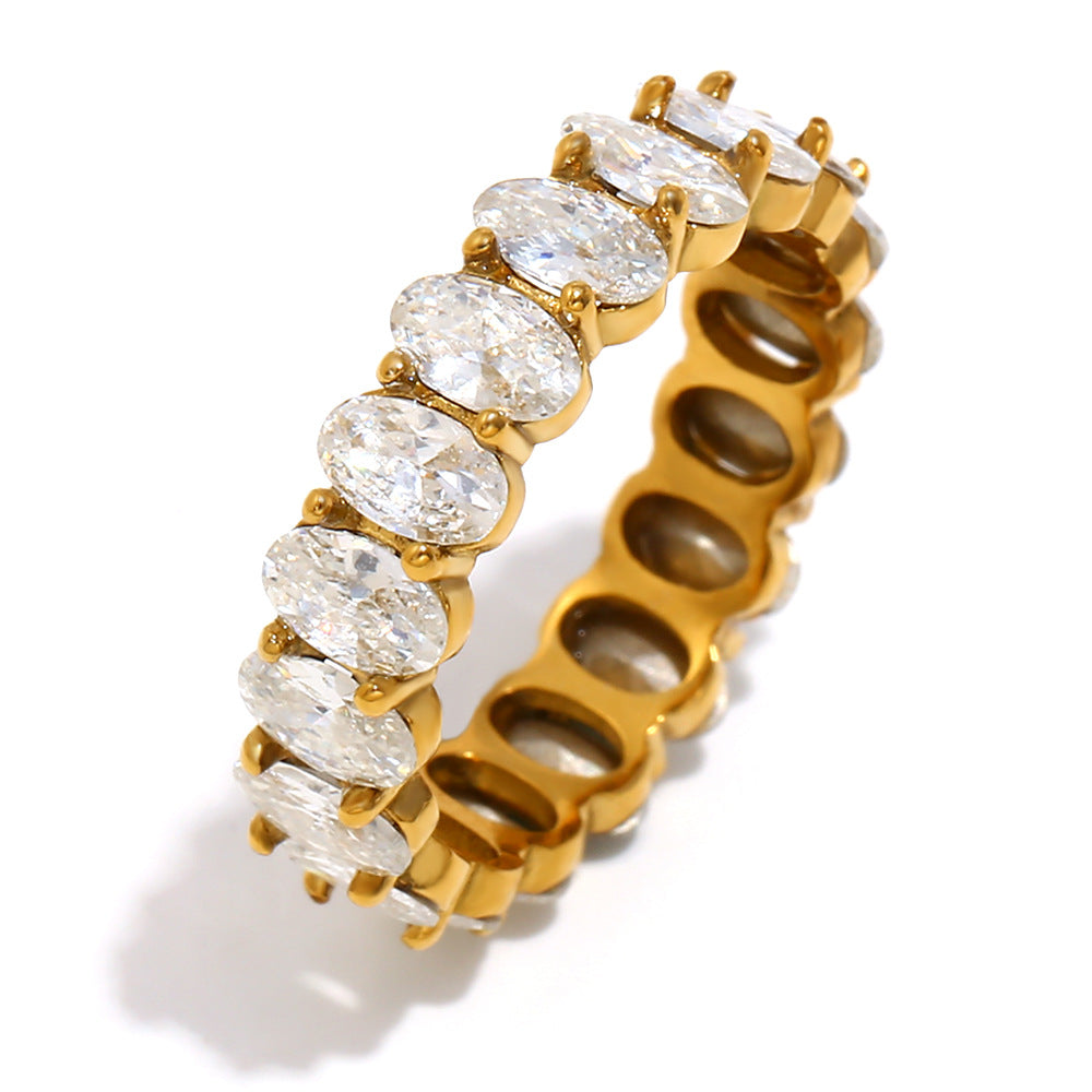 Ins Fashion Niche Design Personality Hand Jewelry Stainless Steel Plated 18K Gold Two-Color Geometric Snake Ring Female