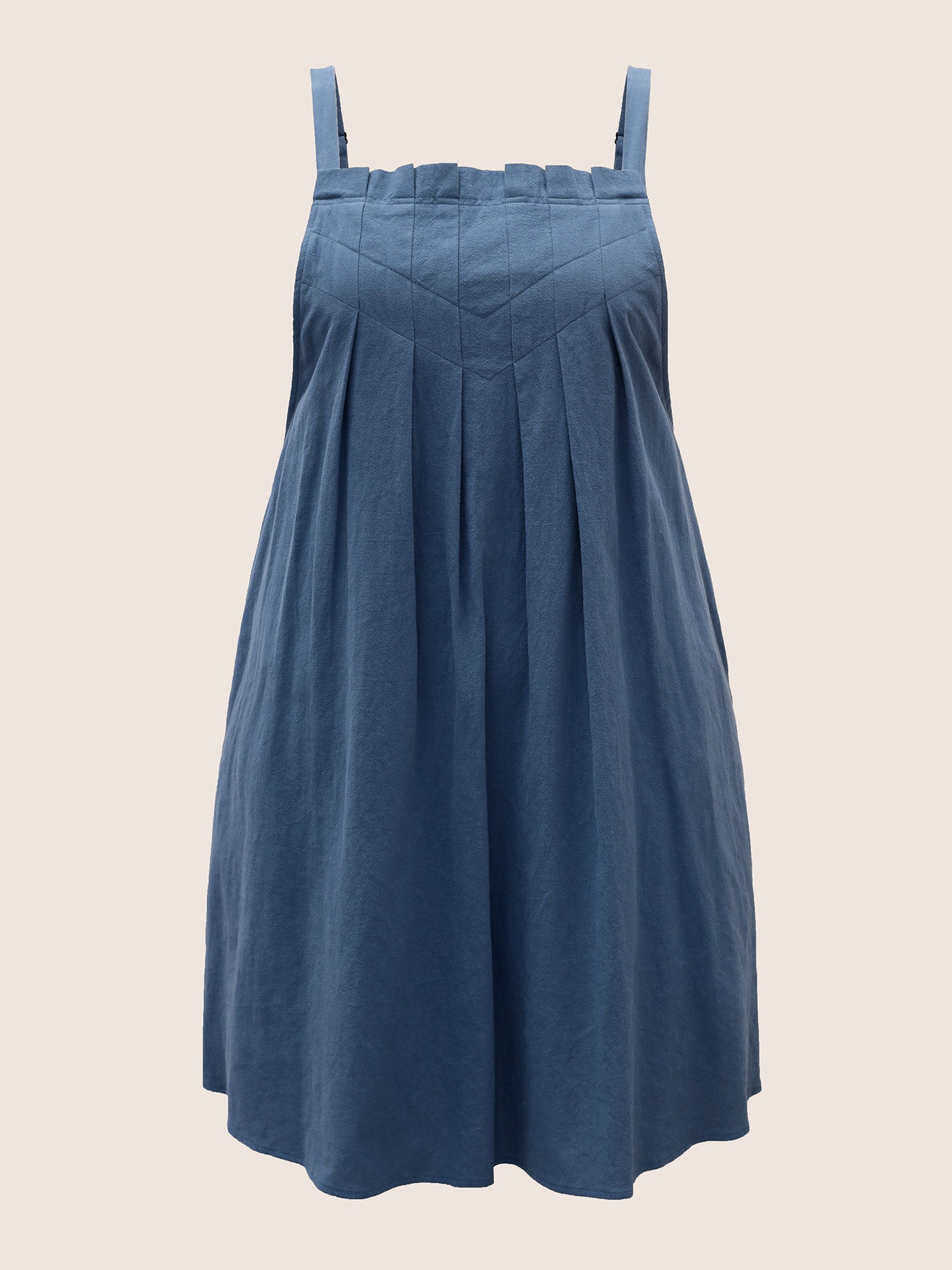 Plain Pleated Pocket Sleeveless Dress