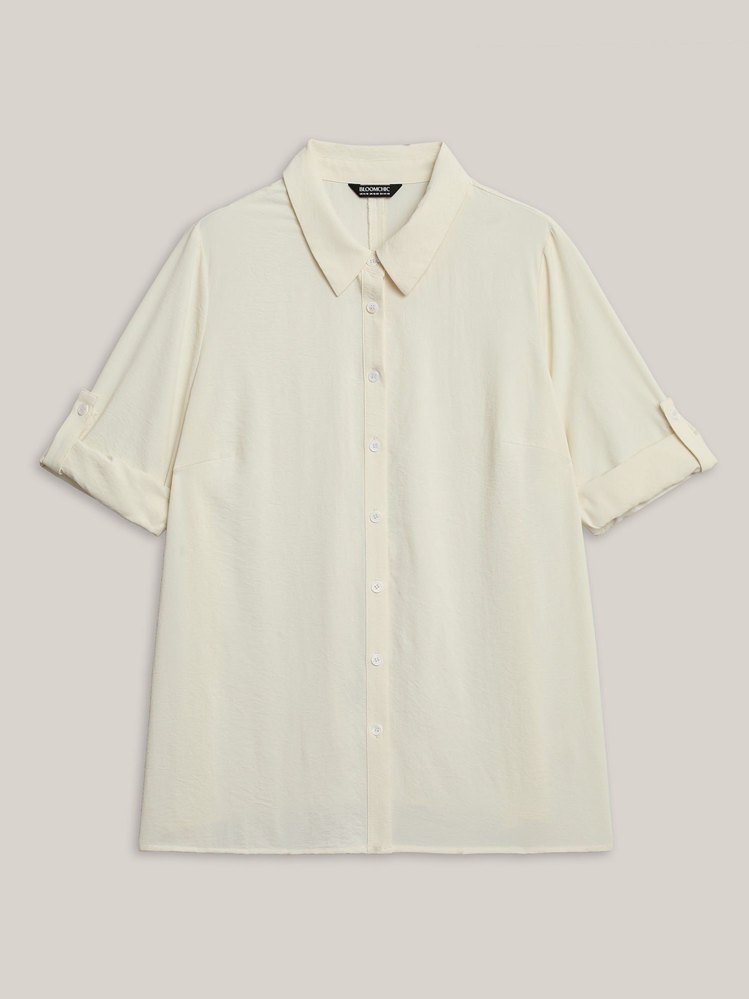 Bow Back Button Placket Solid Blouse