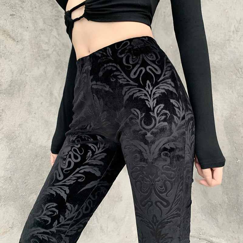 Black velvet pants KF81819