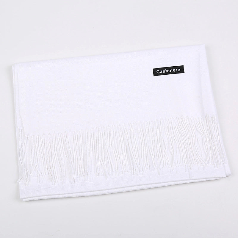 Pure Color Cashmere Scarf Women's Autumn And Winter Popular 220g Light Board Tassel Warm Shawl Travel Gift