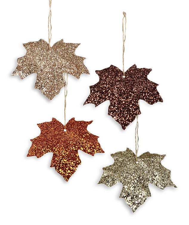 Elegant Glitter Leaf Ornaments