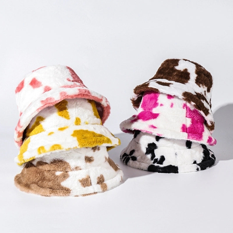 Unisex Vintage Style Cow Pattern Big Eaves Bucket Hat