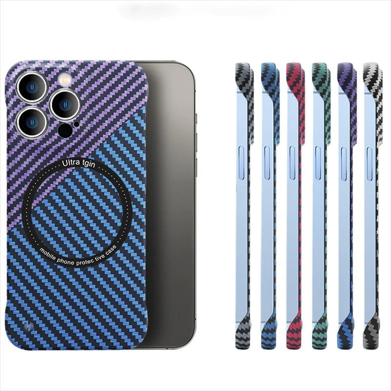 Carbon Fiber Texture Frameless For Magnetic charging iPhone Case