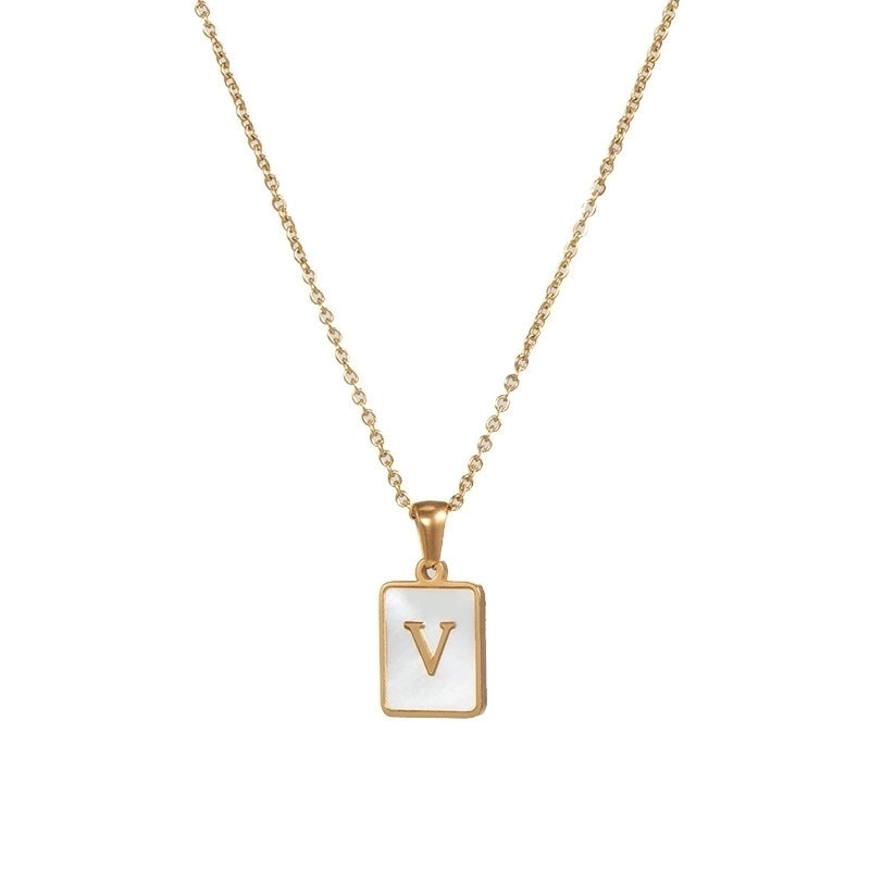 Fashion Letter 304 Stainless Steel Artificial Pearls 18K Gold Plated Letters Plating Metal Necklace