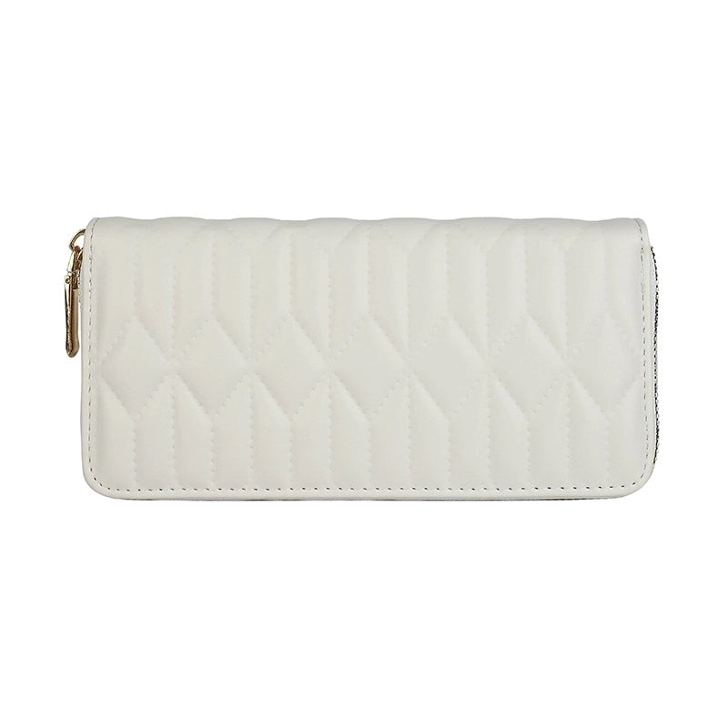 Women's Stripe Lingge Pu Leather Zipper Wallets