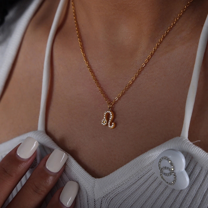 Minimalist Constellation Titanium Steel Zircon 18K Gold Plated Plating Inlay Pendant Necklace