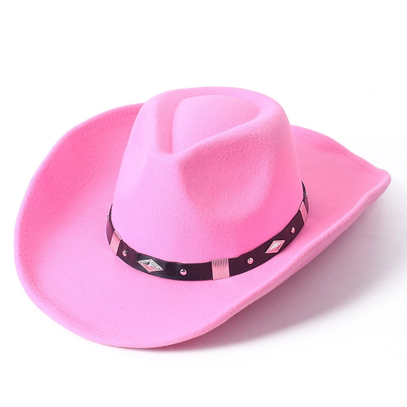 Cowboy Hat Woolen Jazz Gift Hat Men And Women Autumn And Winter Felt Hat Big Brim