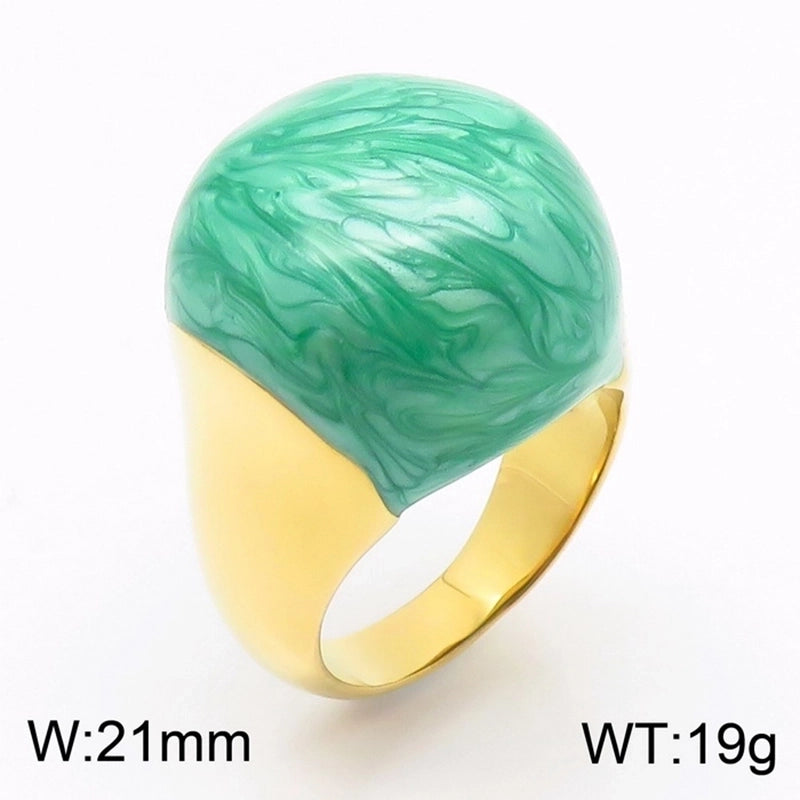 Minimalist Round Titanium Steel 18K Gold Plated Enamel Plating Rings