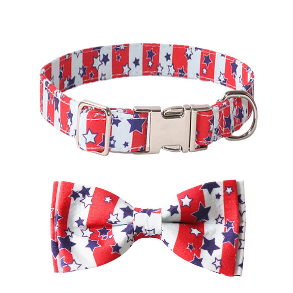 Fashion Dog Accessories American Flag Dog Collar with Bow