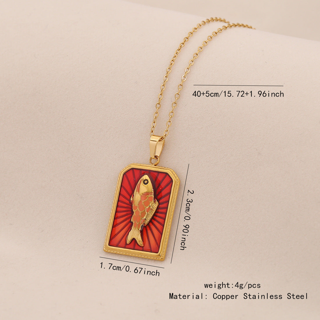 Vintage Tarot Pendant Necklace Love Fish Stainless Steel Necklace N1514