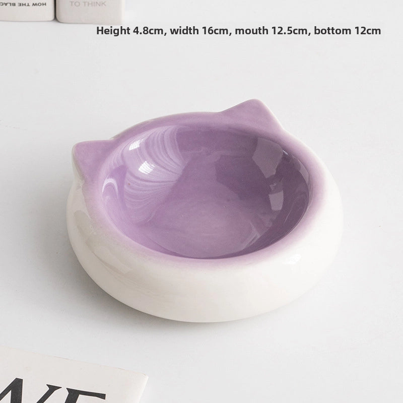 Shumen Ceramic Cat Food Bowl Plate Dog Food Bowl Anti-knock Simple Modern Pet Bowl Puppy Drinking Bowl Cat Bowl