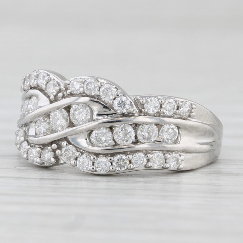 0.75ctw Diamond Woven Knot Ring 10k White Gold Size 5 With Certification