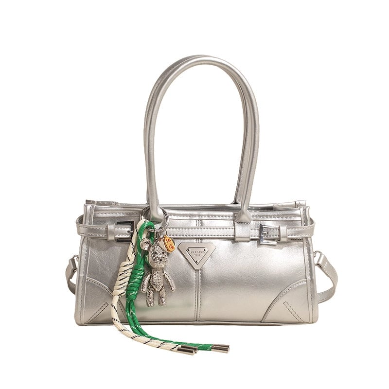 Women's Medium Pu Leather Solid Color Streetwear Sewing Thread Square Zipper Underarm Bag