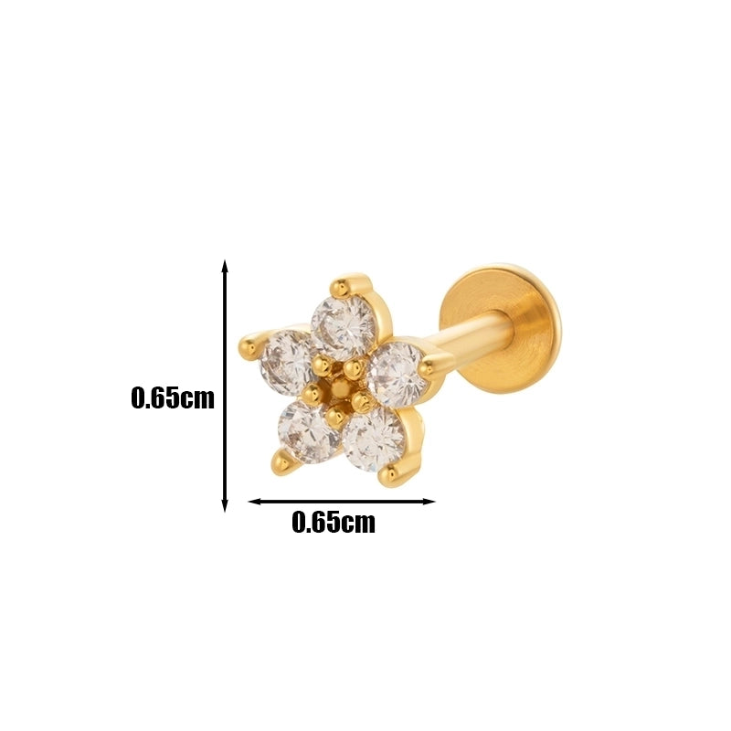 1 Piece Lip Rings Cool Style Pentagram Flower Butterfly 316L Stainless Steel  Copper Plating Inlay Zircon