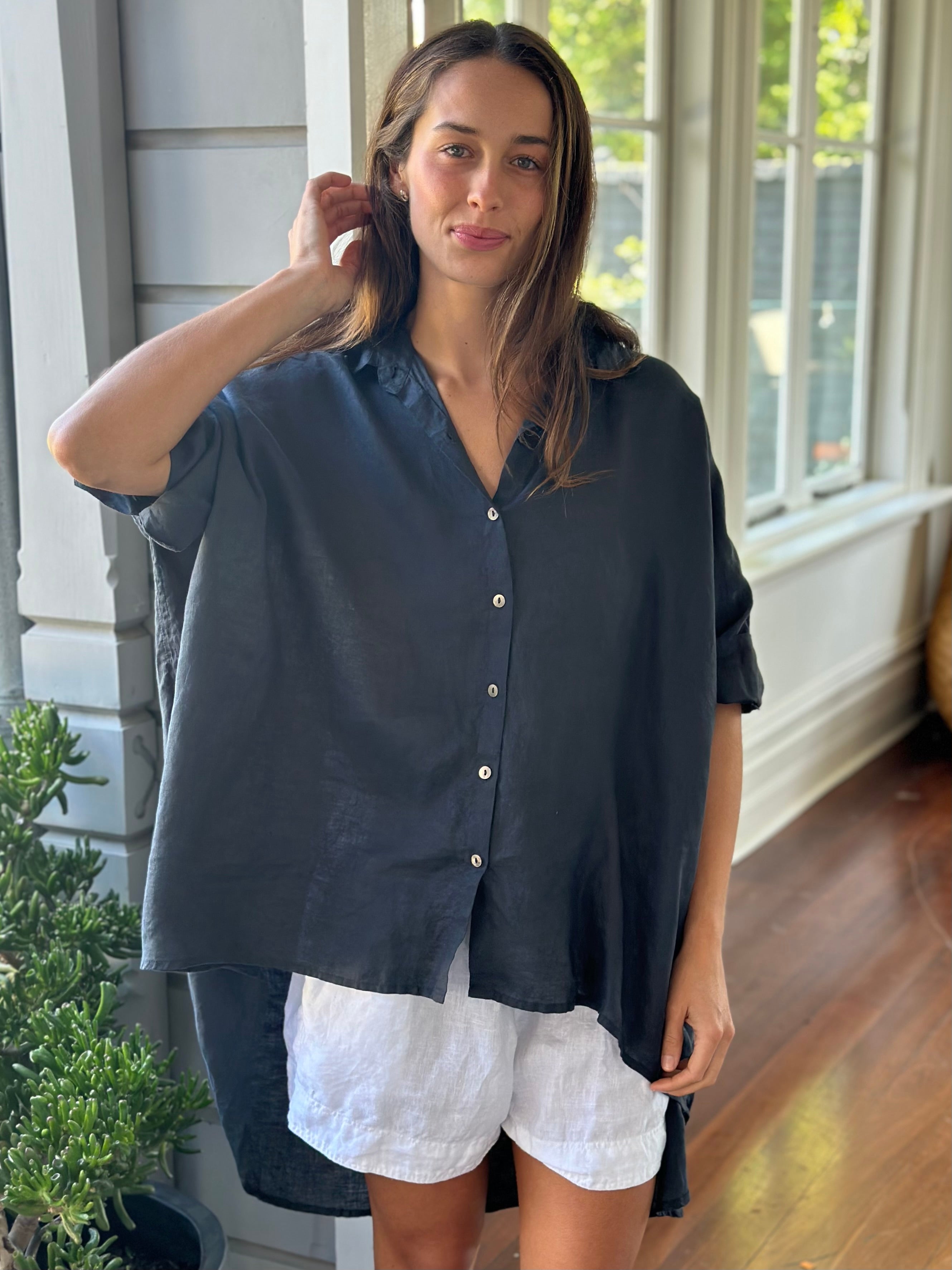 issey shirt - charcoal linen