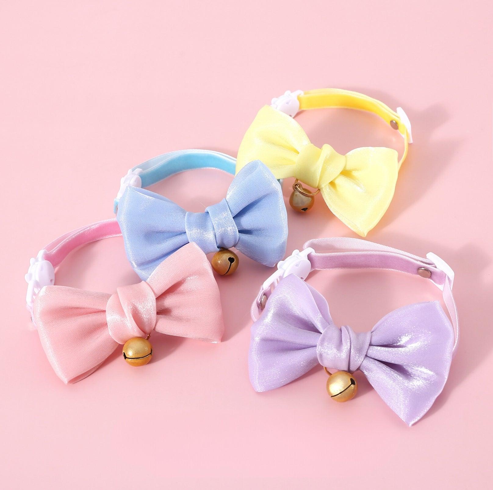 Velvet Pearl Bow Adjustable Pet Collar