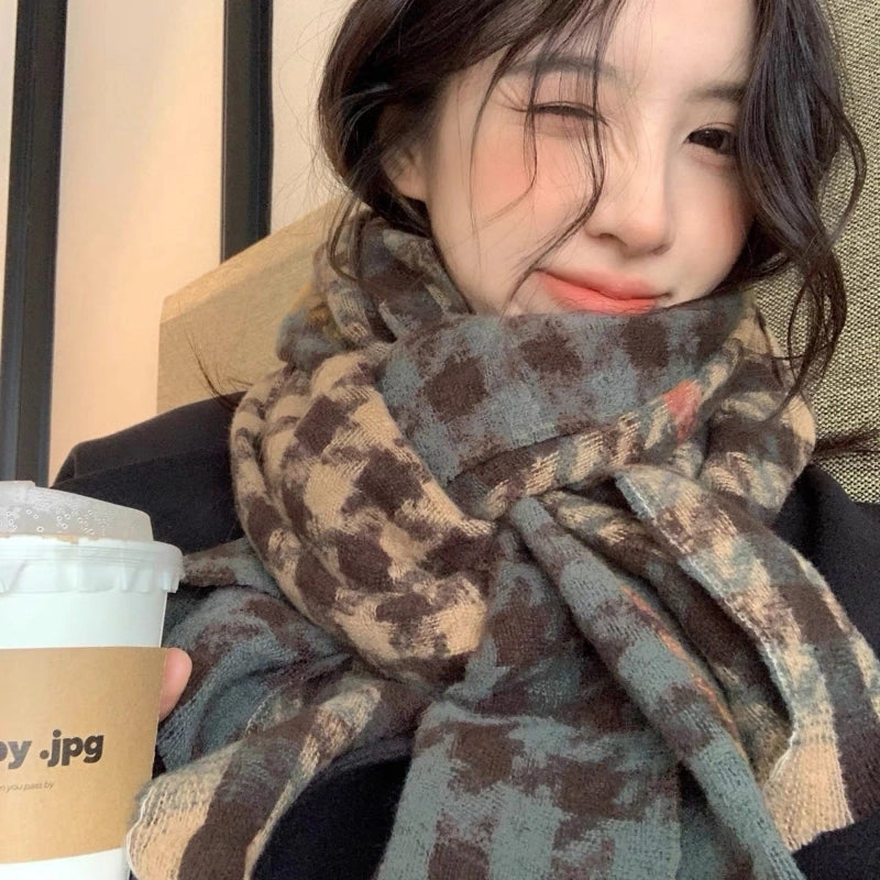 New Contrast Color  Scarf Women's Casual Fashion Texture Shawl National Fashion Warm Scarf