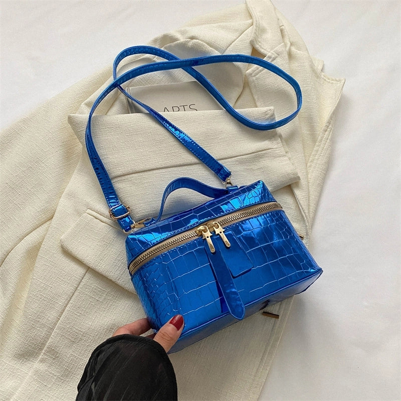 Women's Medium All Seasons Pu Leather Solid Color Streetwear Square Zipper Shoulder Bag Handbag Bucket Bag