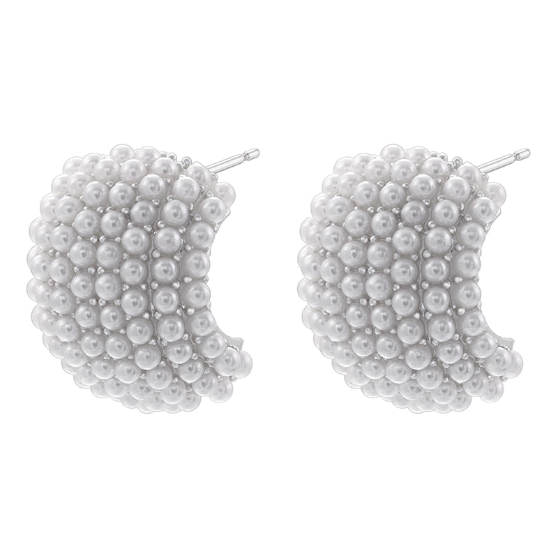 1 Pair Casual Elegant Minimalist C Shape Water Droplets Plating Inlay Copper Artificial Pearls 18k Gold Plated Earrings