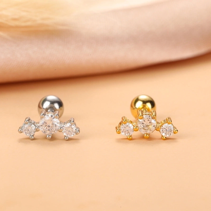 Fashion Star Heart Shape Stainless Steel Copper Plating Inlay Zircon Ear Studs 1 Piece