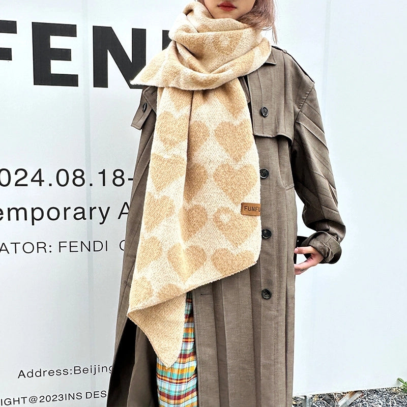 Women's Basic Classic Style Heart Shape Polyester Scarf