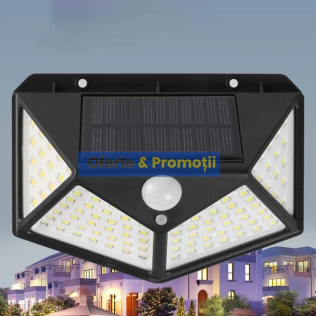 10 Bucăți Lampa Solara 100 Led cu Senzor de miscare SUPER OFERTA