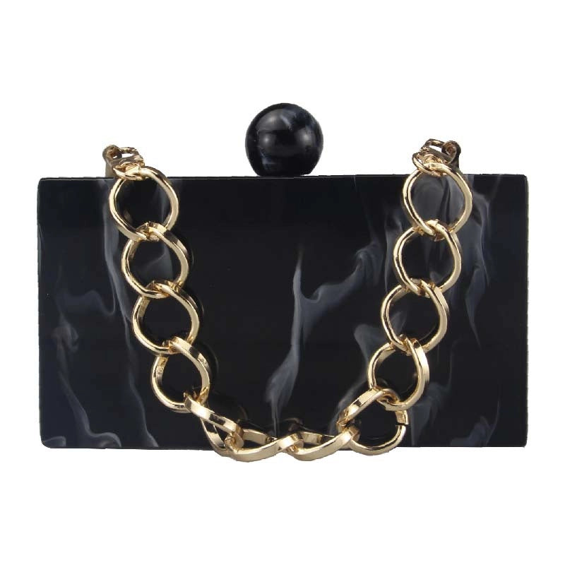 Pink Sky Blue Yellow Arylic Marble Square Evening Bags