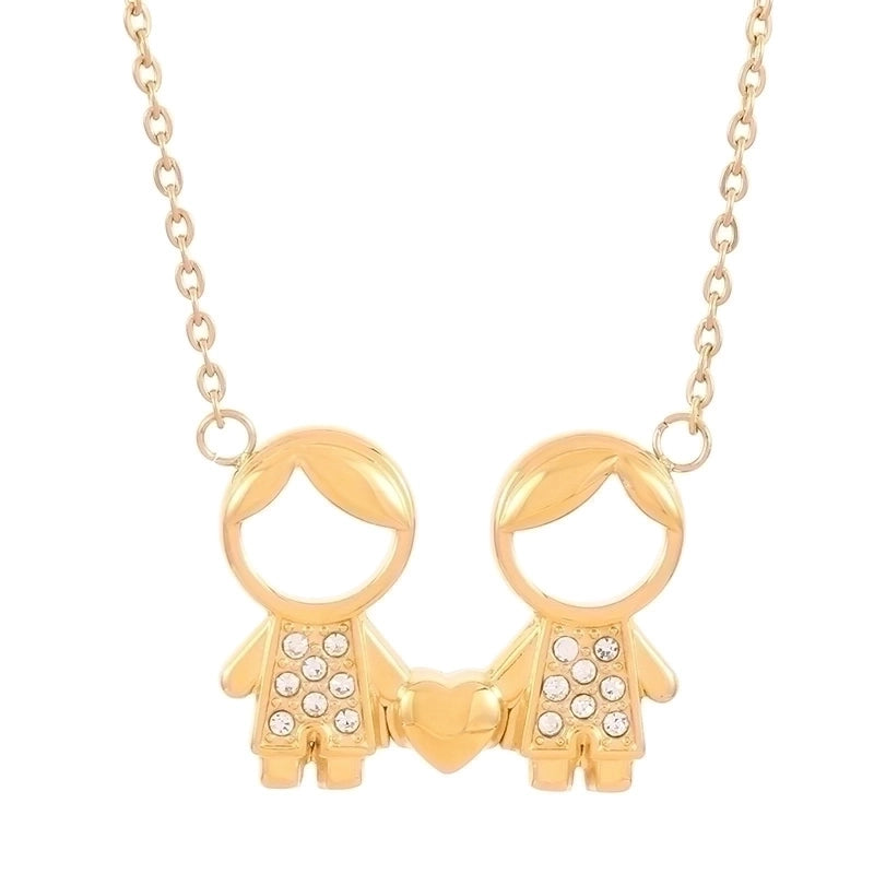 Stainless Steel Titanium Steel 18K Gold Plated Cute Plating Inlay Cartoon Character Artificial Diamond Pendant Necklace