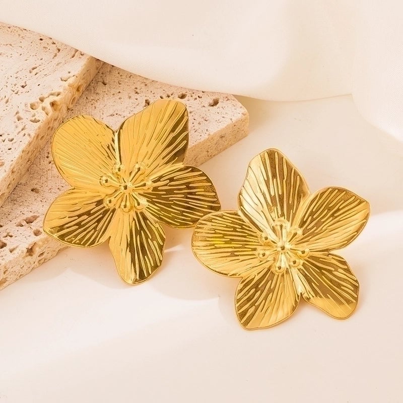 1 Pair Fashion Flower Plating 304 Stainless Steel Stainless Steel Earrings