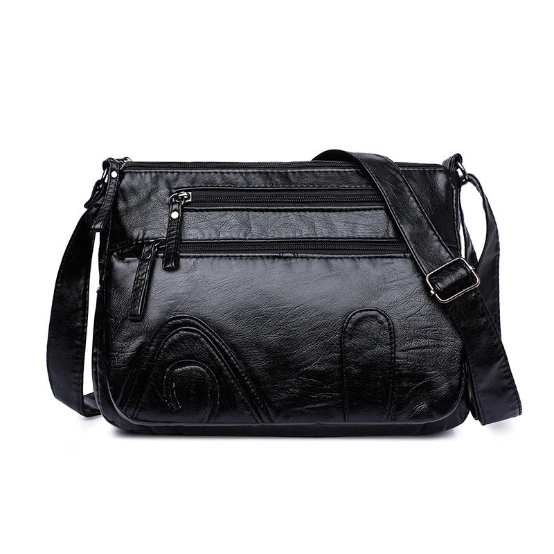 Women's Large Pu Leather Solid Color Streetwear Square Zipper Shoulder Bag Crossbody Bag