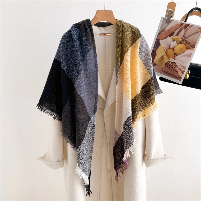 New Cashmere Color Plaid Warm Shawl Scarf Unisex Autumn And Winter Fashion Tassel Scarf