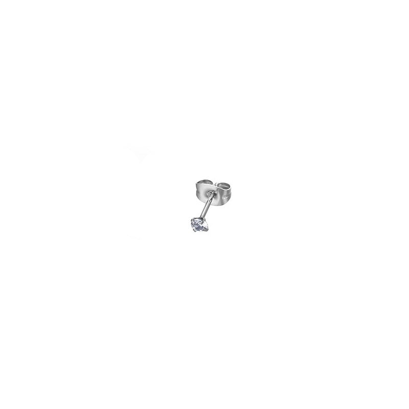 Minimalist Geometric Stainless Steel Inlaid Zircon Ear Studs 1 Piece